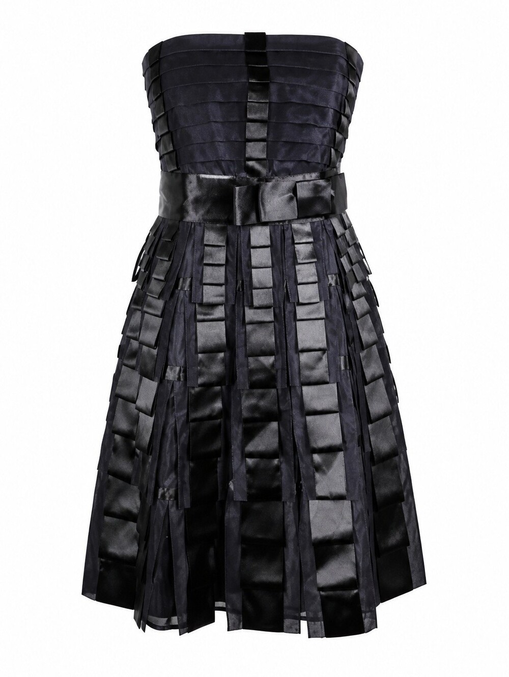 Karen Millen Silk Cocktail Dress Strapless Black Satin-Trim Sz 6 NWT Formal Hoco